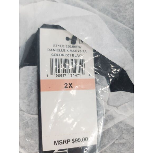 Danielle Bernstein Plus Size Belted Satin Blazer Black 2X - Picture 2 of 3